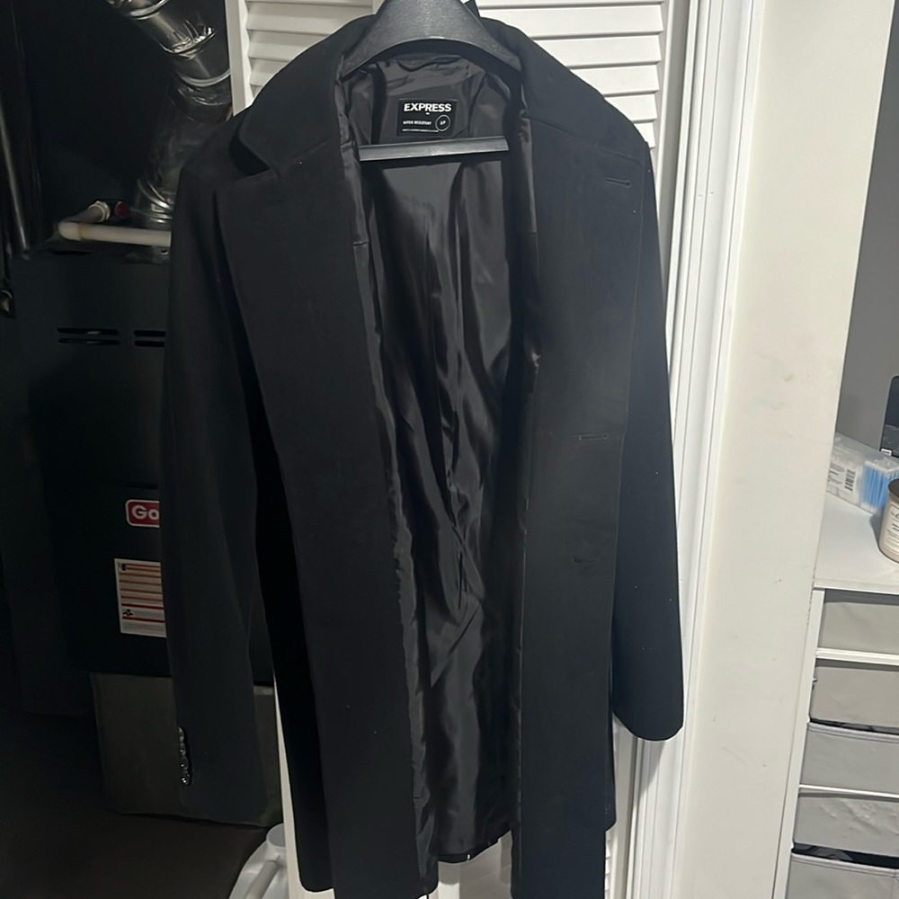 Express Black Wool-Blend Topcoat